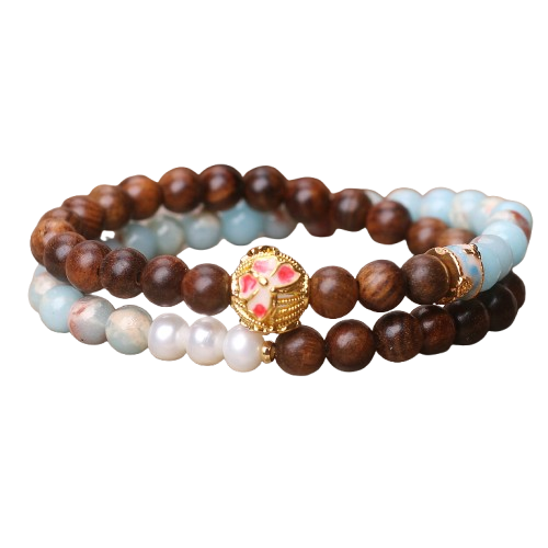 Boho Natural Stone Wood Wrap Bracelet